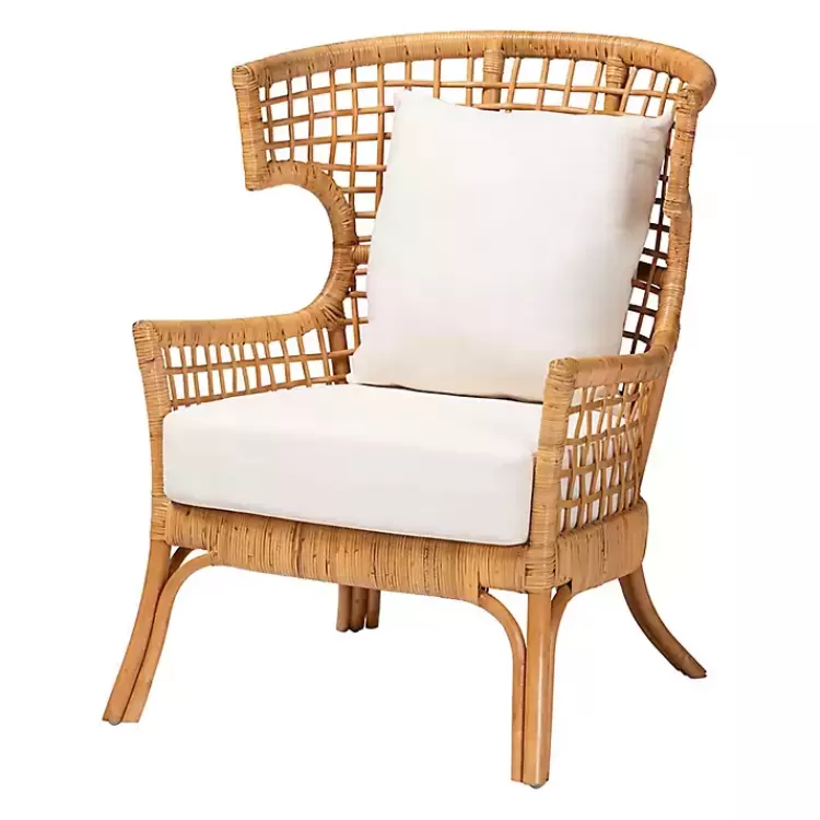 Light Honey Rattan Curved Accent Chair>Kirklands Home Store