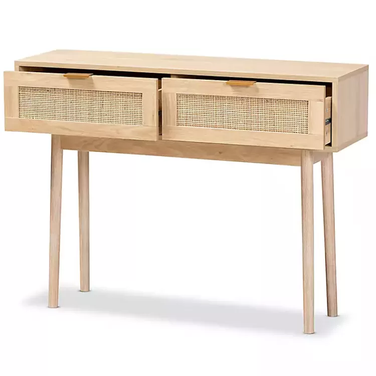 Light Oak Rat and Wood Console Table>Kirklands Home Fashion