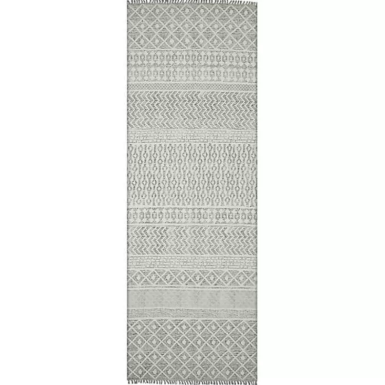 Lilia Gray Geo Stripe Flatweave Runner, 2x8>Kirklands Home Store