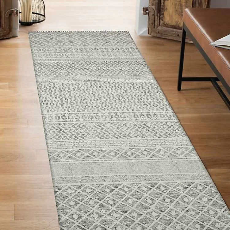 Lilia Gray Geo Stripe Flatweave Runner, 2x8>Kirklands Home Store