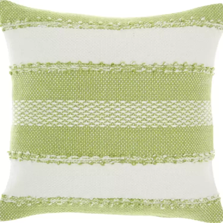Lime Woven Stripe Reversible Outdoor Square Pillow>Kirklands Home Best Sale