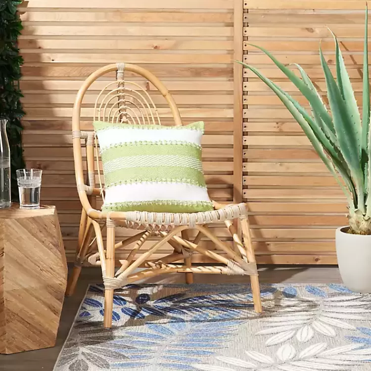 Lime Woven Stripe Reversible Outdoor Square Pillow>Kirklands Home Best Sale