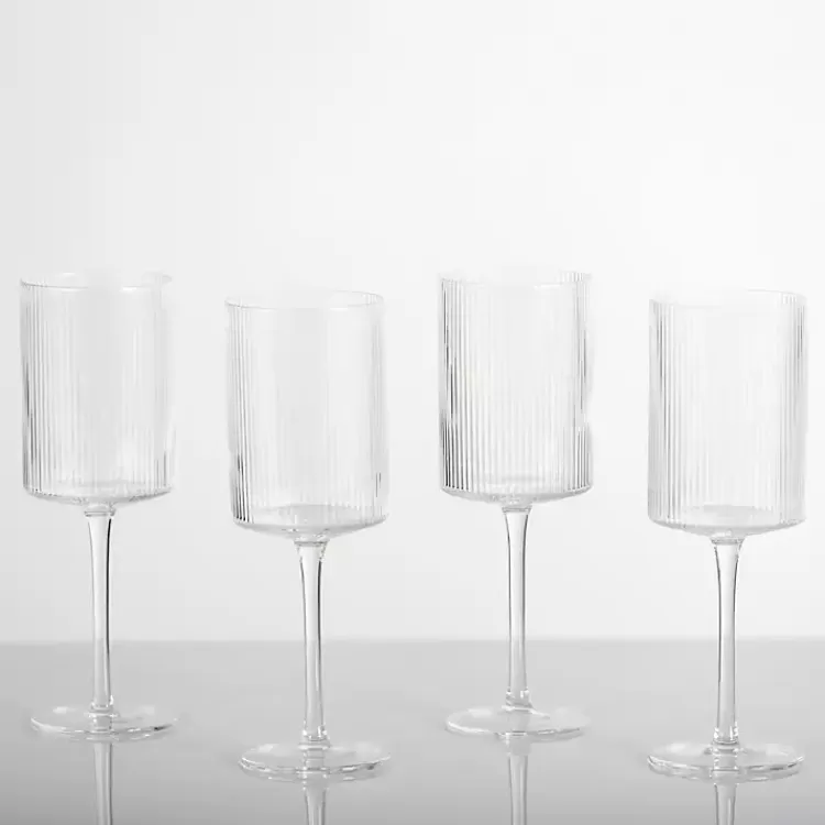 Linear Ribbed Goblet Wine Glasses, Set of 4>Kirklands Home Outlet
