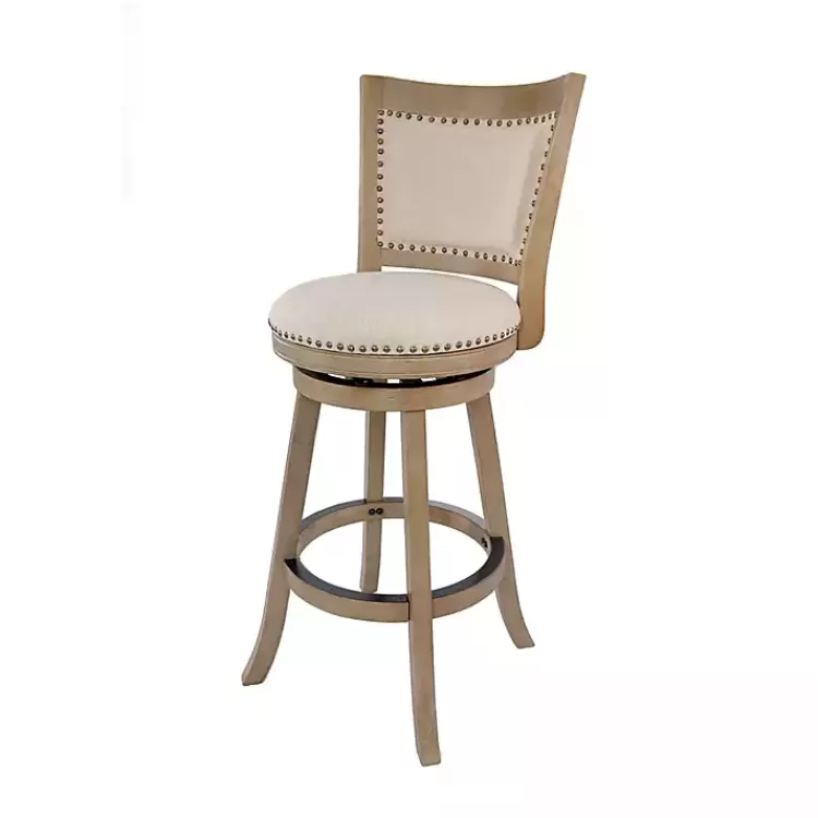 Linen and Driftwood Nailhead Swivel Bar Stool>Kirklands Home Store