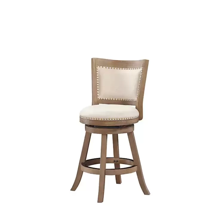 Linen and Driftwood Nailhead Swivel Counter Stool>Kirklands Home Clearance