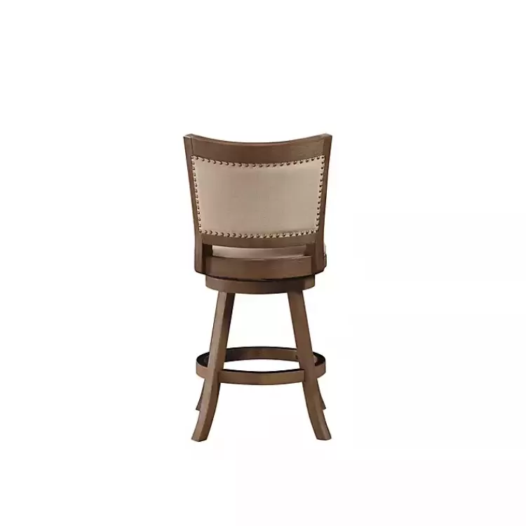 Linen and Driftwood Nailhead Swivel Counter Stool>Kirklands Home Clearance