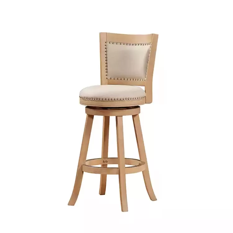 Linen and Wood Nailhead Swivel Bar Stool>Kirklands Home New