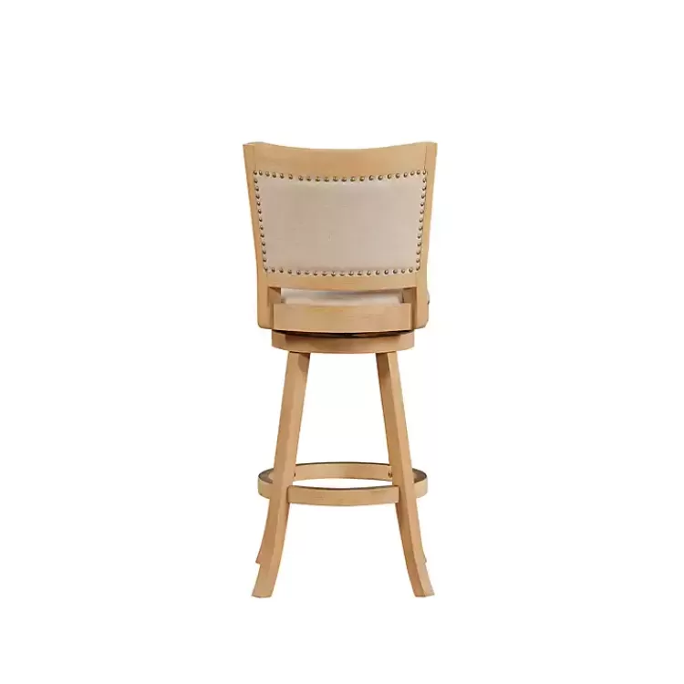 Linen and Wood Nailhead Swivel Bar Stool>Kirklands Home New