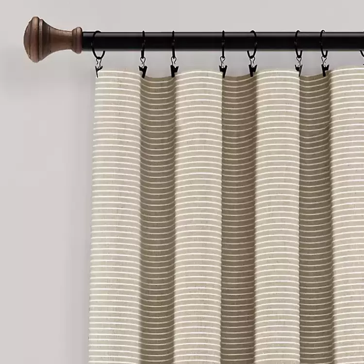 Linen Button and Stripe Curtain Panel Set, 84 in.>Kirklands Home Store