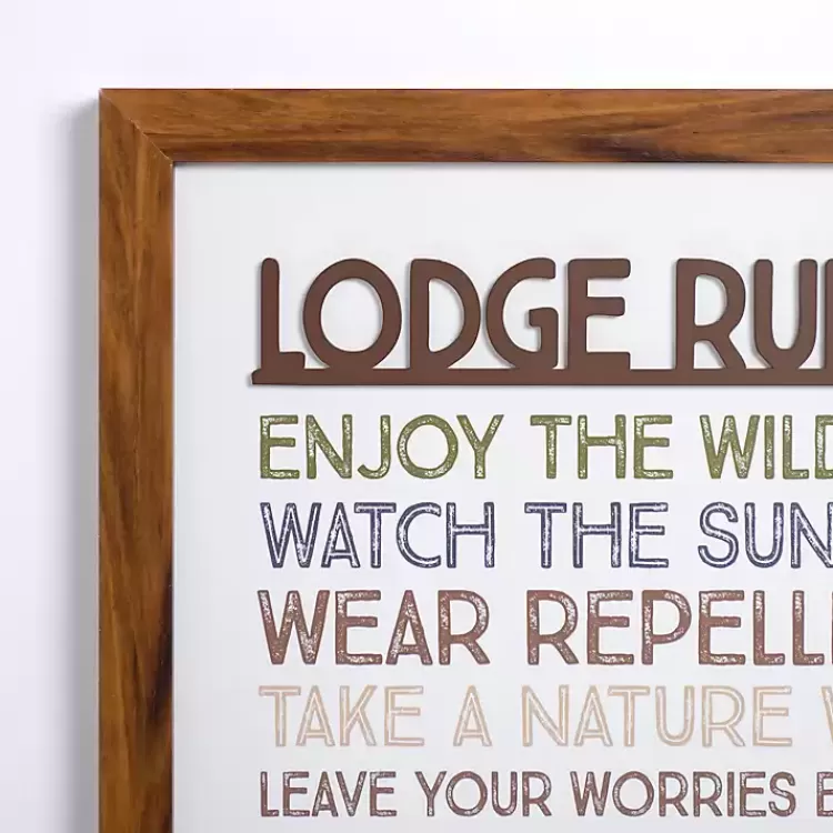Lodge Rules Framed Wall Plaque>Kirklands Home Best