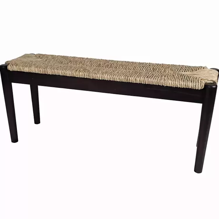Lola Seagrass and Wood Bench>Kirklands Home Fashion