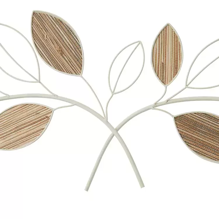 long_white_metal_and_reed_leaf_wall_plaque_2.webp Long White Metal and Reed Leaf Wall Plaque>Kirklands Home New