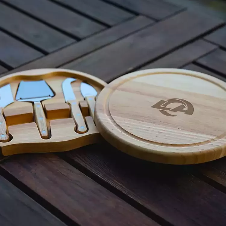 los_angeles_rams_cheese_board_and_tool_set_2.webp Los Angeles Rams Cheese Board and Tool Set>Kirklands Home Clearance