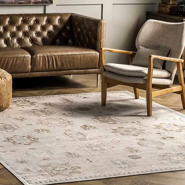 Lottie Cream Vintage Washable Area Rug, 8x10>Kirklands Home Fashion