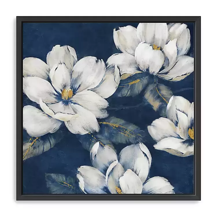 Magnolias Indigo Framed Giclee Canvas Art Print>Kirklands Home Clearance