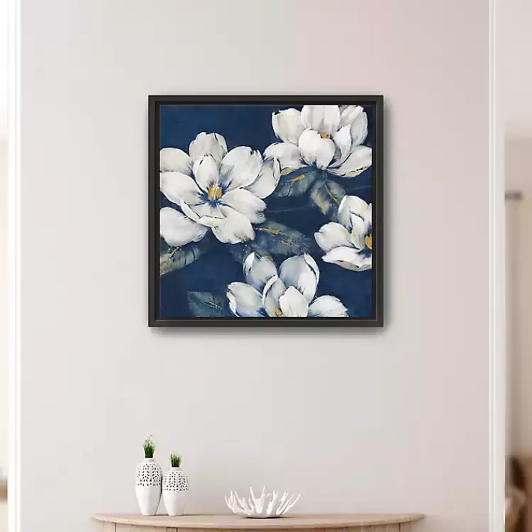 Magnolias Indigo Framed Giclee Canvas Art Print>Kirklands Home Clearance