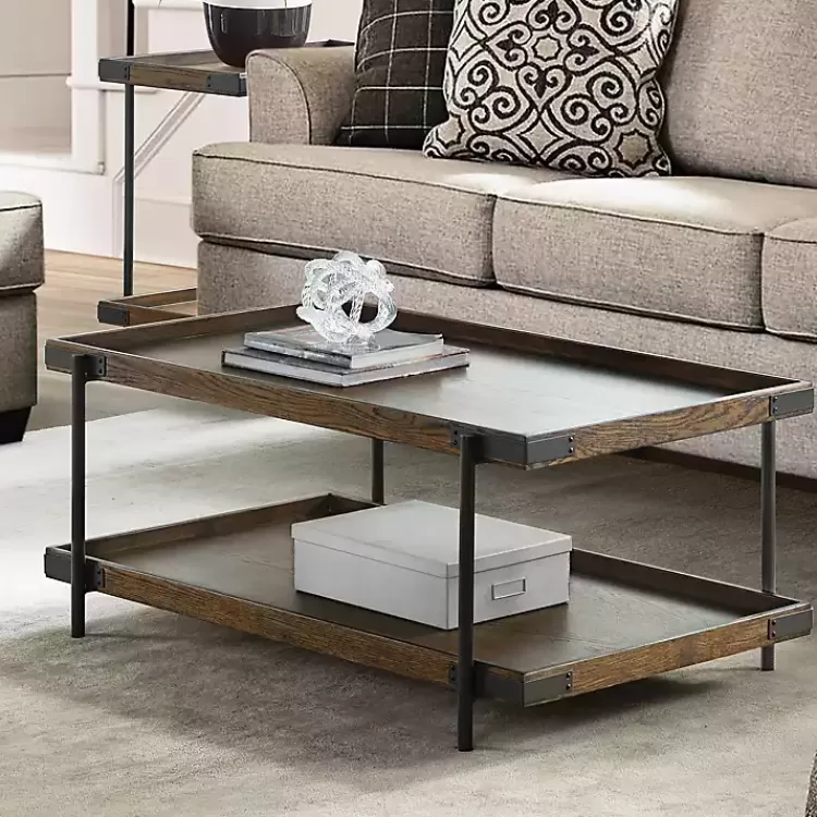 Mahogany Oak Wood Tray Top Coffee Table>Kirklands Home Fashion