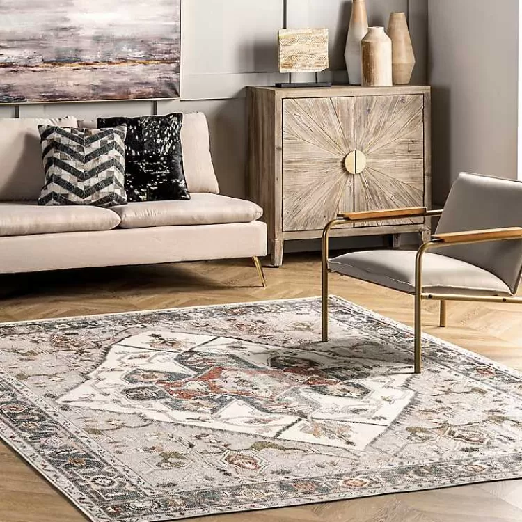 Mali Traditional Medallion Washable Area Rug, 5x8>Kirklands Home New