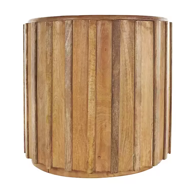 mango_wood_ridged_drum_accent_table_2.webp Mango Wood Ridged Drum Accent Table>Kirklands Home New