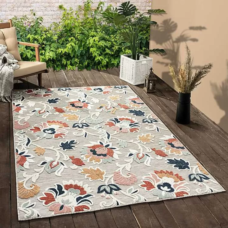 Mara Floral Blossom Indoor/Outdoor Area Rug, 5x7>Kirklands Home Shop