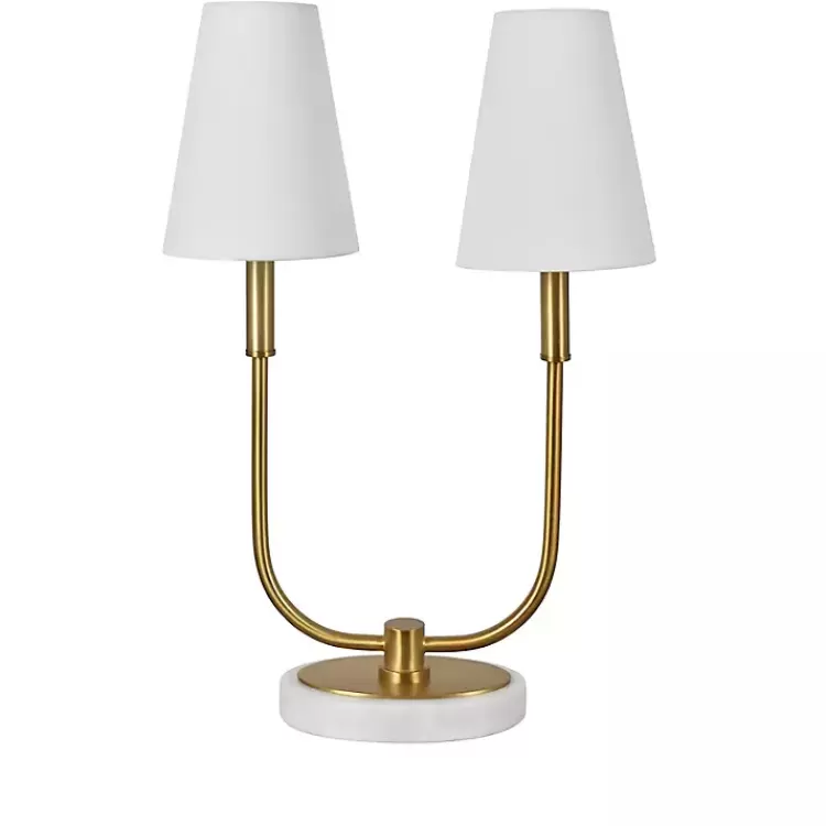 Marble and Gold Twin Shade Table Lamp>Kirklands Home Hot
