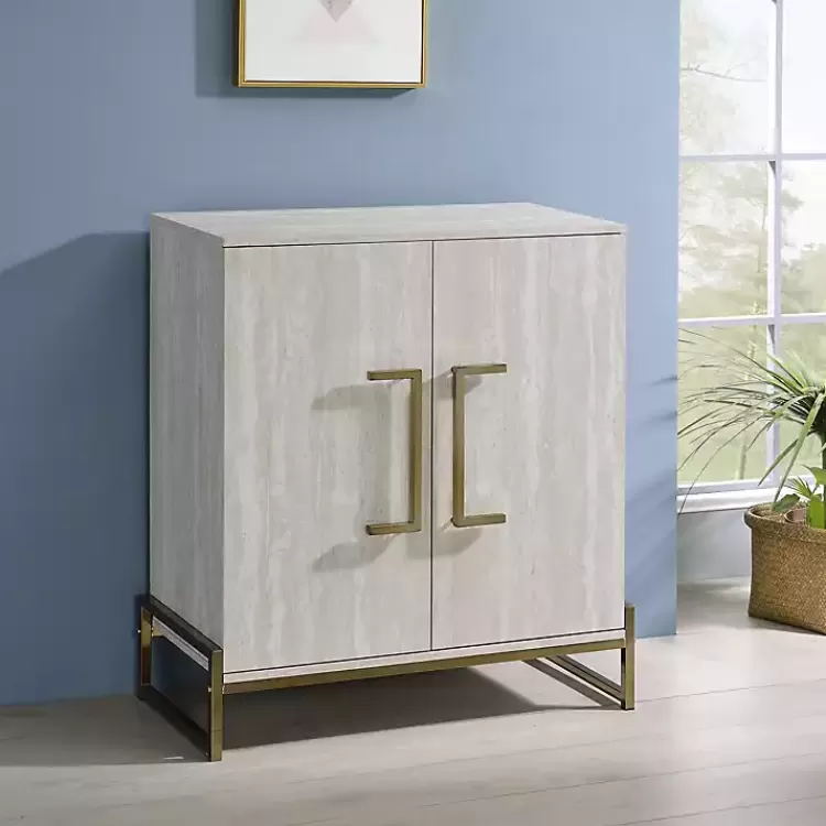 Marble Finish Gold Handle Storage Cabinet>Kirklands Home Hot