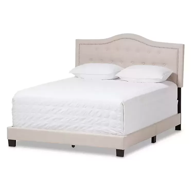 Mary Beige Button Tufted King Bed Frame>Kirklands Home Store
