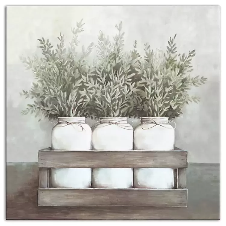 Mason Jar Greenery Canvas Art Print>Kirklands Home Cheap