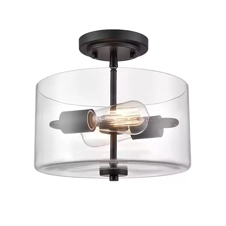 matte_black_drum_semiflush_mount_light_3.webp Matte Drum Semi-Flush Mount Light>Kirklands Home Best Sale