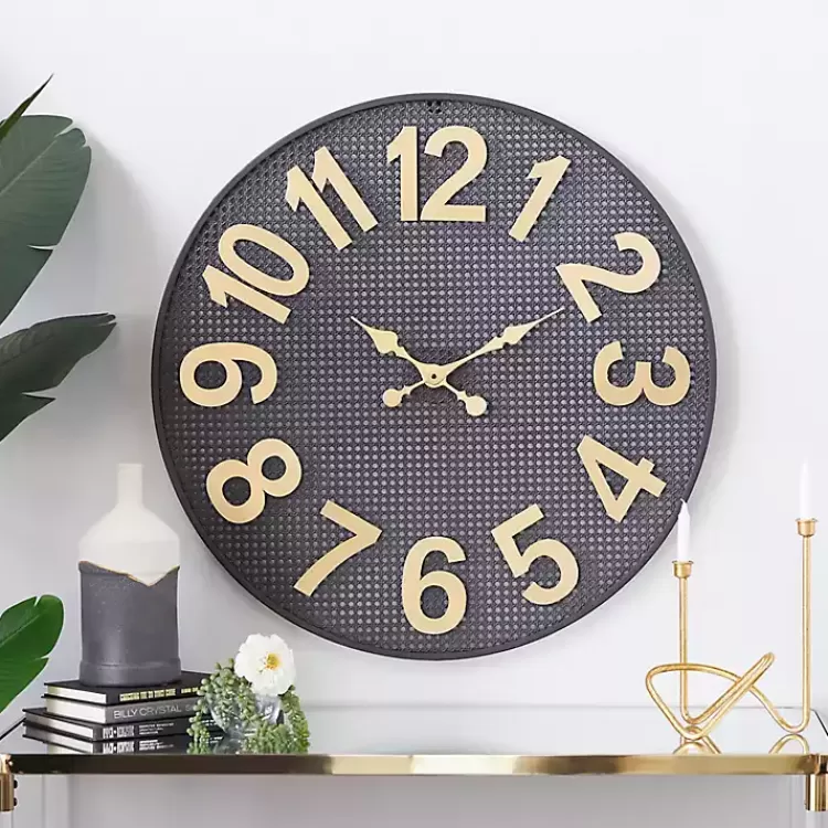 Matte Black Iron Wall Clock, 32 in.>Kirklands Home Best