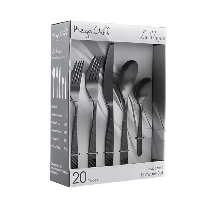 Matte Black Steel Diagonal 20-pc. Flatware Set>Kirklands Home Discount
