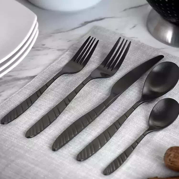 Matte Black Steel Diagonal 20-pc. Flatware Set>Kirklands Home Discount