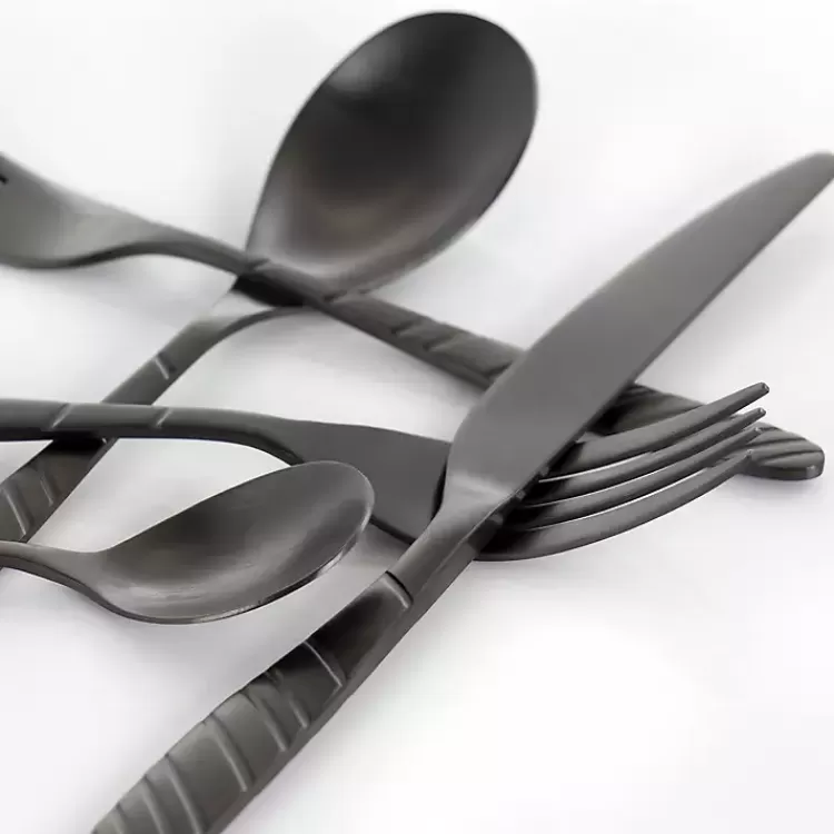 matte_black_steel_diagonal_pc_flatware_set_5.webp Matte Black Steel Diagonal 20-pc. Flatware Set>Kirklands Home Discount