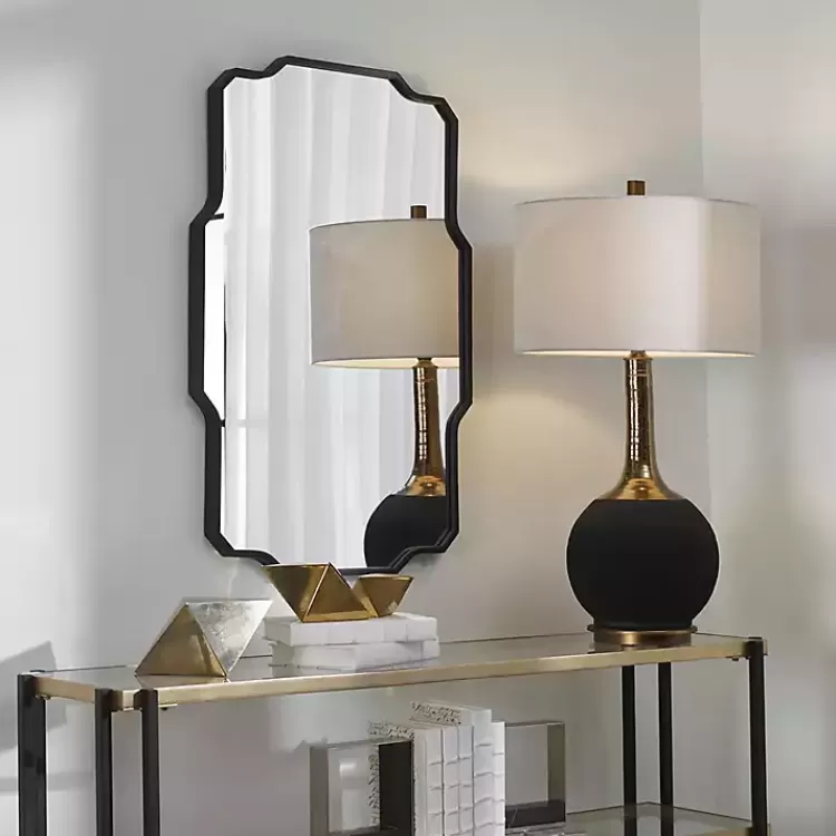 Matte Black Thin Linear Iron Frame Wall Mirror>Kirklands Home Shop