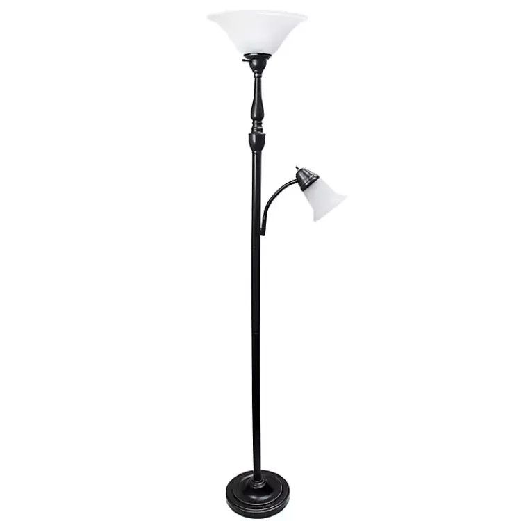 Matte Bronze and White Reading Arm Torchiere>Kirklands Home Cheap