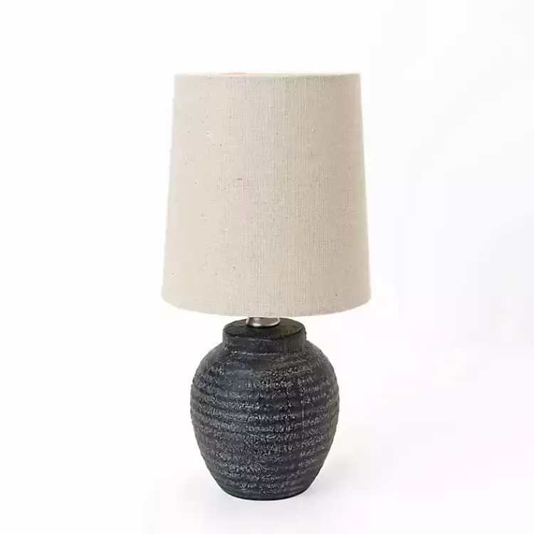 Matte Charcoal Ribbed Mini Table Lamp>Kirklands Home Sale