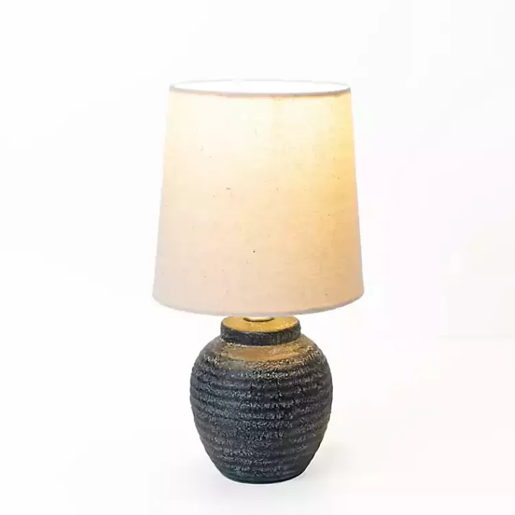 Matte Charcoal Ribbed Mini Table Lamp>Kirklands Home Sale