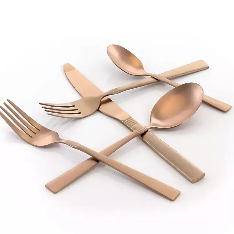 Matte Rose Gold Rounded 20-pc. Flatware Set>Kirklands Home Fashion