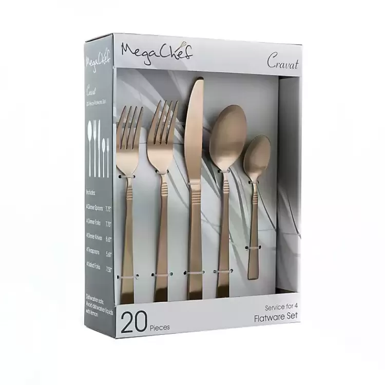 Matte Rose Gold Rounded 20-pc. Flatware Set>Kirklands Home Fashion