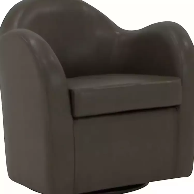 Max Charcoal Faux Leather Swivel Club Accent Chair>Kirklands Home Flash Sale