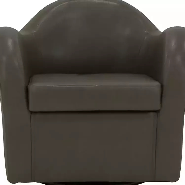 Max Charcoal Faux Leather Swivel Club Accent Chair>Kirklands Home Flash Sale