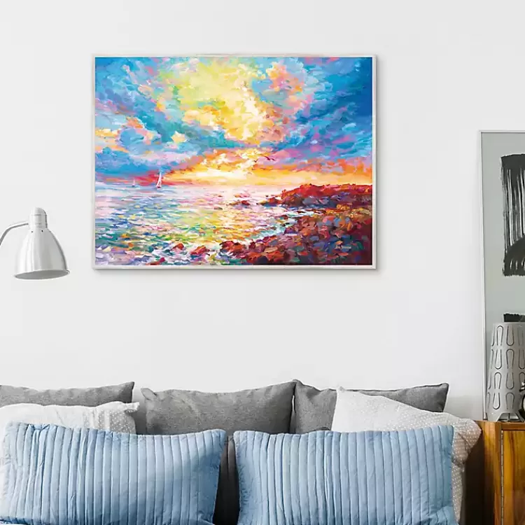 Mediterranean Sunset Framed Canvas Art Print>Kirklands Home Flash Sale