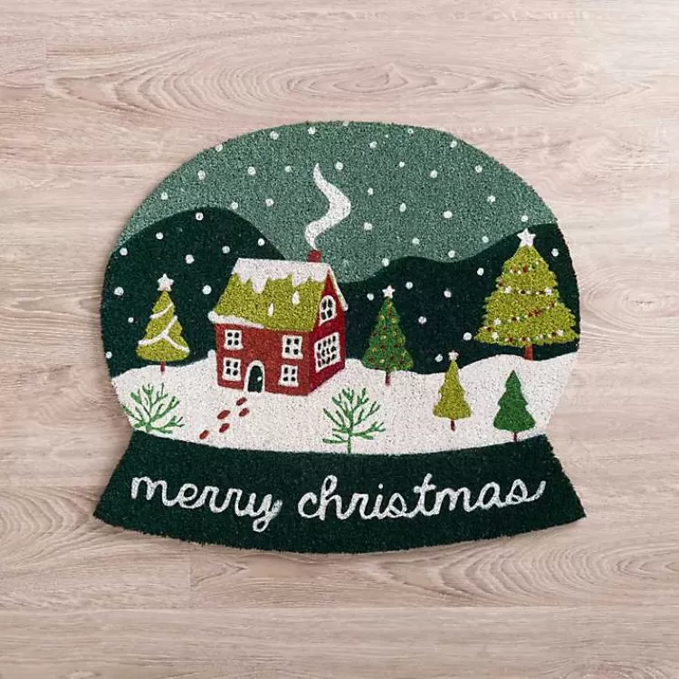 Merry Christmas Snowglobe Coir Doormat>Kirklands Home Hot
