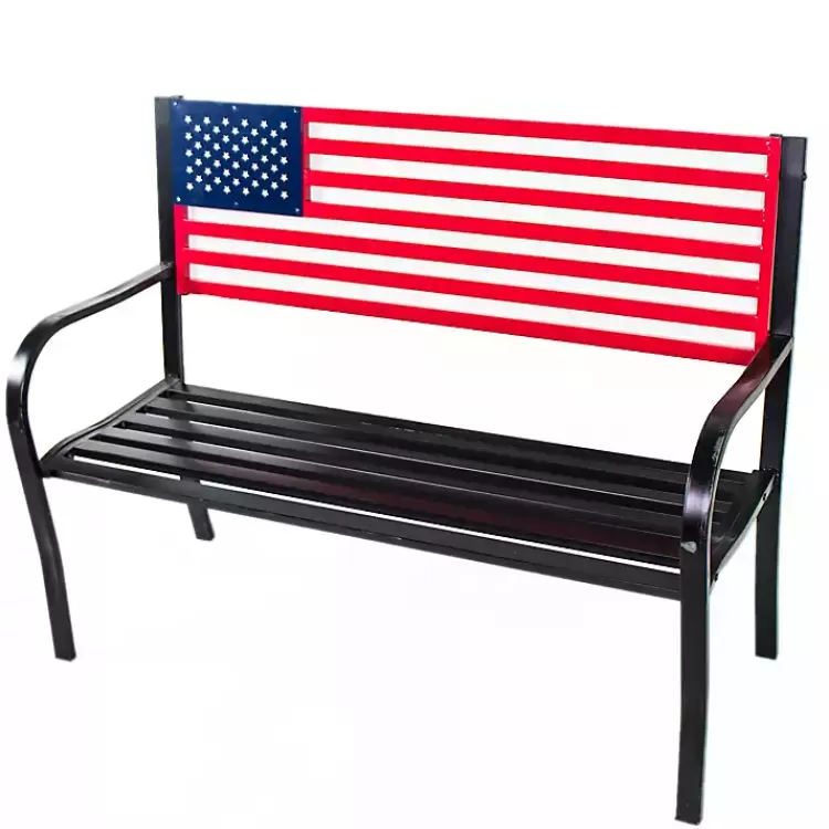 Metal American Flag Bench>Kirklands Home Best Sale