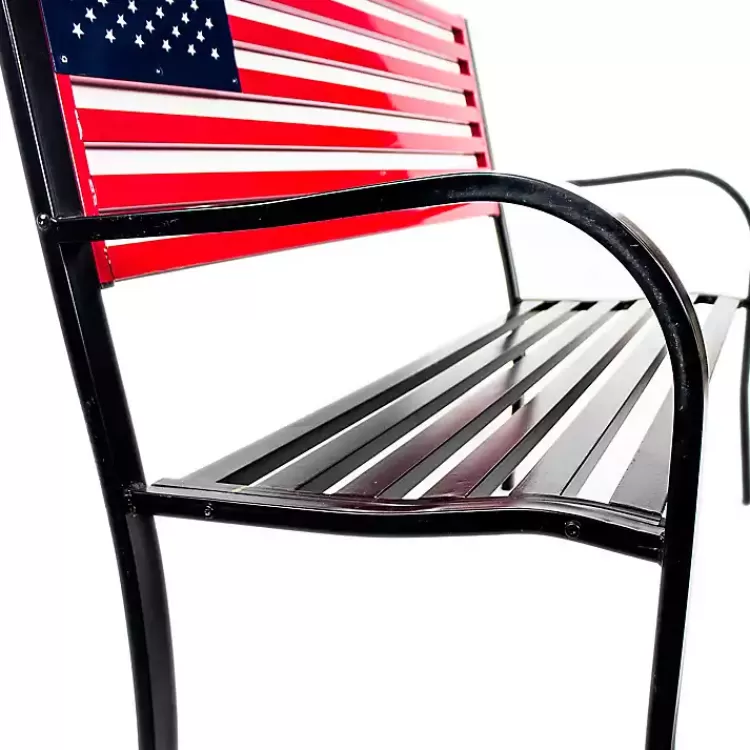 Metal American Flag Bench>Kirklands Home Best Sale