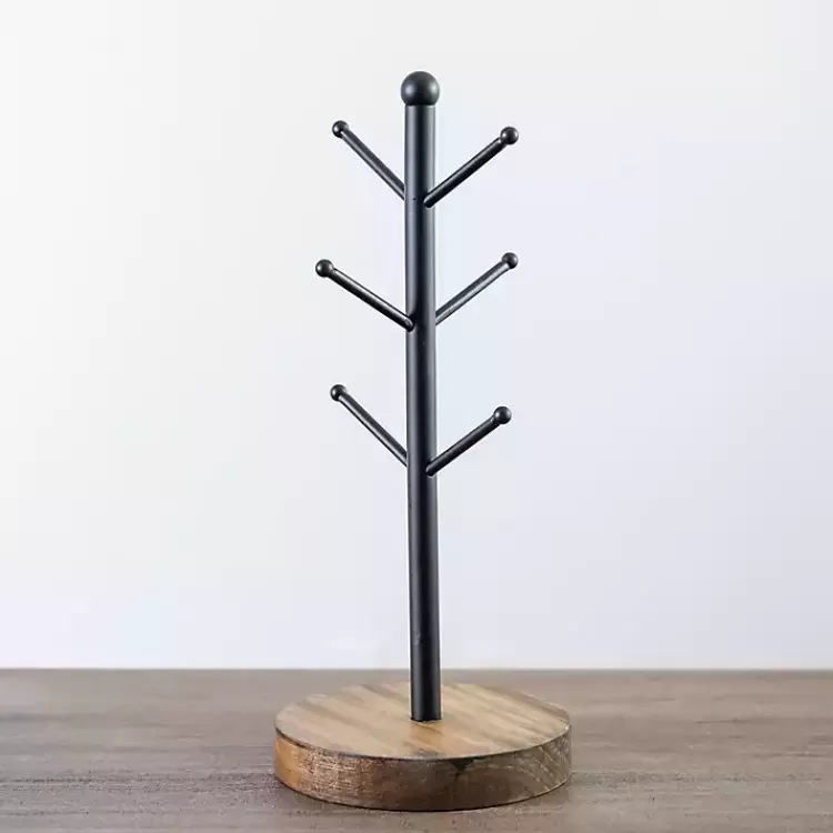 Metal and Pine Wood Mug Tree>Kirklands Home Fashion
