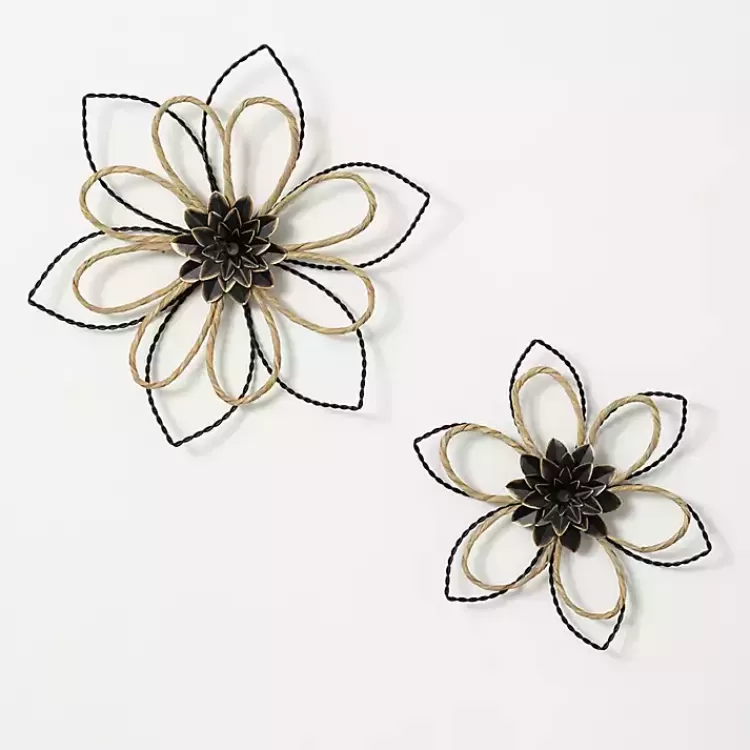 Metal and Twine Flower Wall Plaques, Set of 2>Kirklands Home Flash Sale