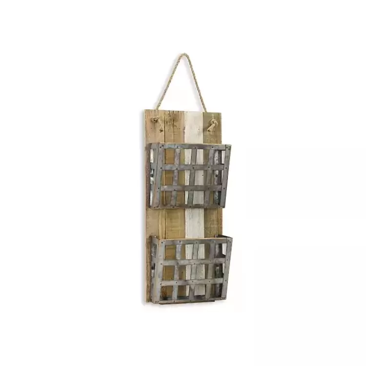 Metal and Wood 2-Tier Mail Holder Wall Plaque>Kirklands Home Best Sale
