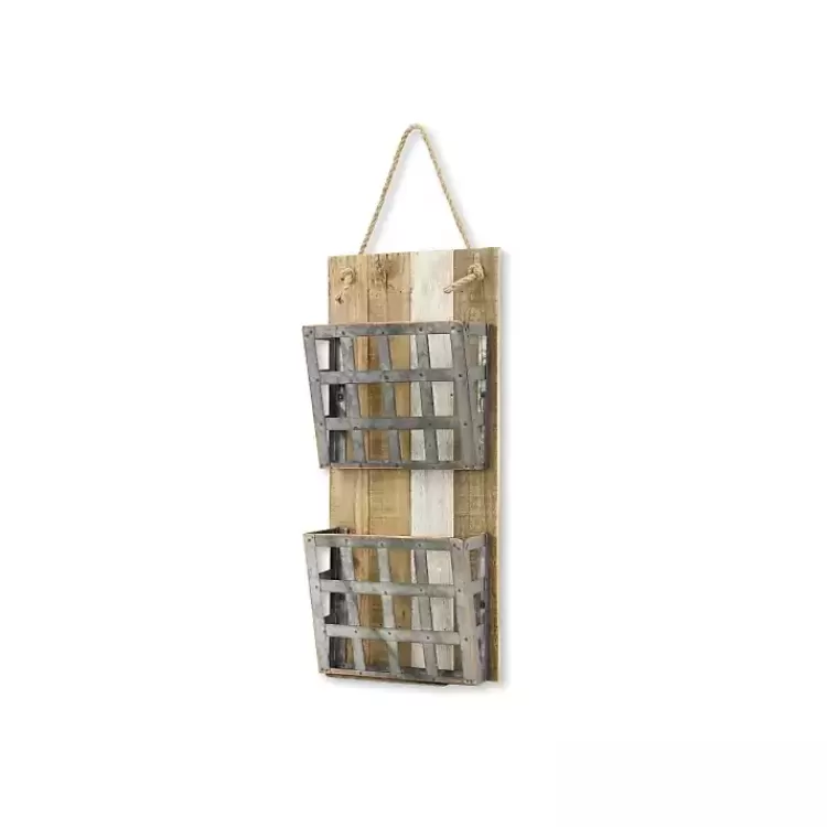 Metal and Wood 2-Tier Mail Holder Wall Plaque>Kirklands Home Best Sale