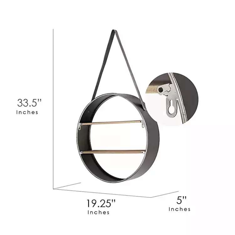 metal_circle_wall_shelf_with_leather_strap_7.webp Metal Circle Wall Shelf with Leather Strap>Kirklands Home Sale